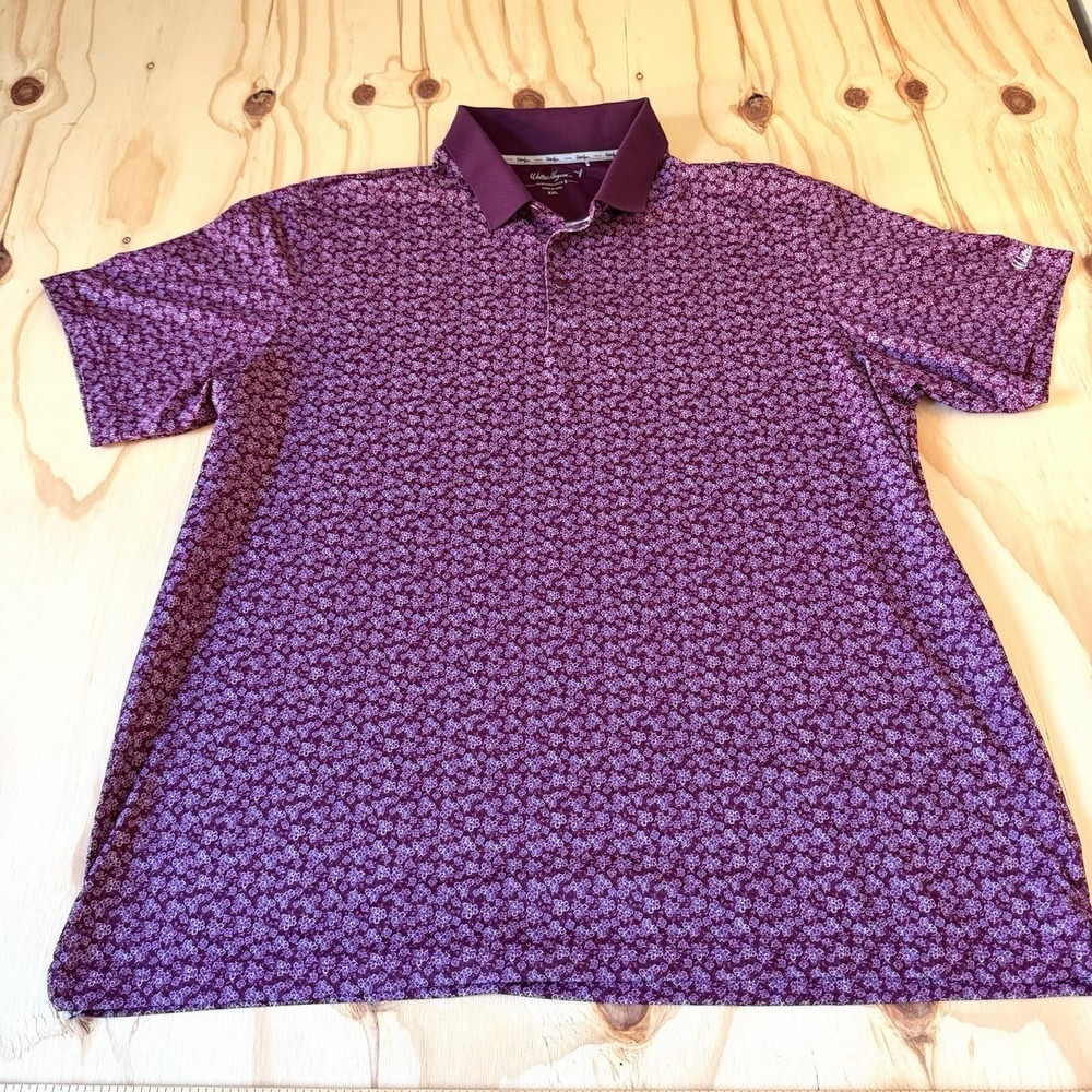 Walter Hagen Performance 11 Golf Polo Shirt Mens 2XL Purple Floral  Stretch